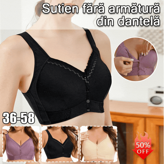 (3/6buc)💕🎁【45kg-155kg】Sutien supradimensionat, respirabil, din bumbac moale, cu nasturi frontali