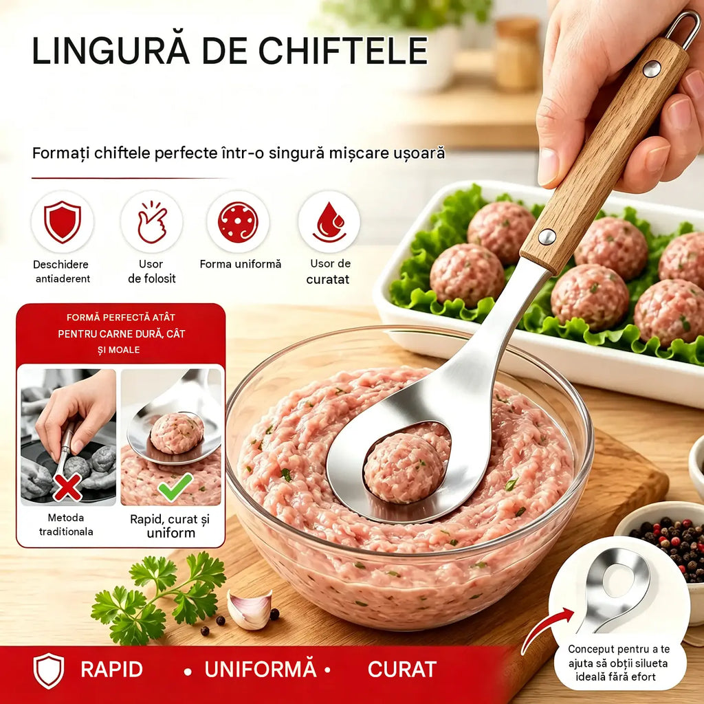 🍖 【Set de 2 piese】 Aparat de făcut chiftele din oțel inoxidabil 304 – ideal pentru prepararea chiftelelor din carne și pește, perfect pentru gătit acasă 🥄
