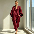 【S-3XL】👗 Set cu decolteu lejer și linie largă, mâneci tip liliac, design casual, croială lejeră, ideal pentru purtare zilnică - confortabil și versatil ✨🌸