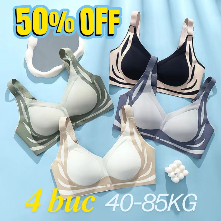 😍【4 darabos csomag】Női, varrás nélküli, egyrészes melltartó, merevítő nélkül❤️【40-85 KG】