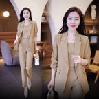 🏆【Jacheta + vesta + pantaloni】2026 Primavara si Toamna Noua Moda Costum Casual Costum din trei piese-Plata online și livrare gratuită imediat