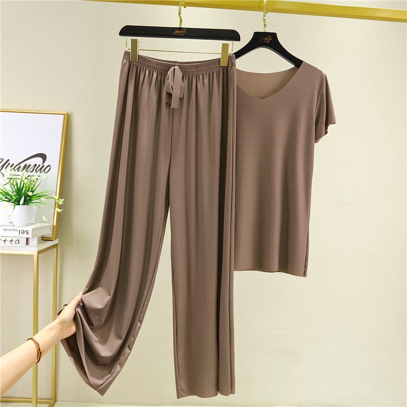 🏆【Cumpără 1 și primești 1 gratuit】【M-4XL】Costum din două piese, pantaloni cu mâneci scurte noi, din mătase de gheață