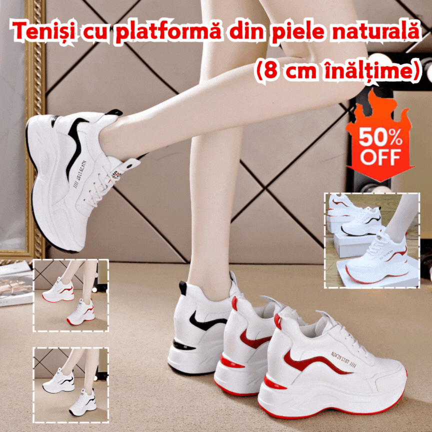 🔥【Super Valoare】🔥【35-40】Tenisi noi din piele naturală cu talpă groasă (înălțime 8 cm)