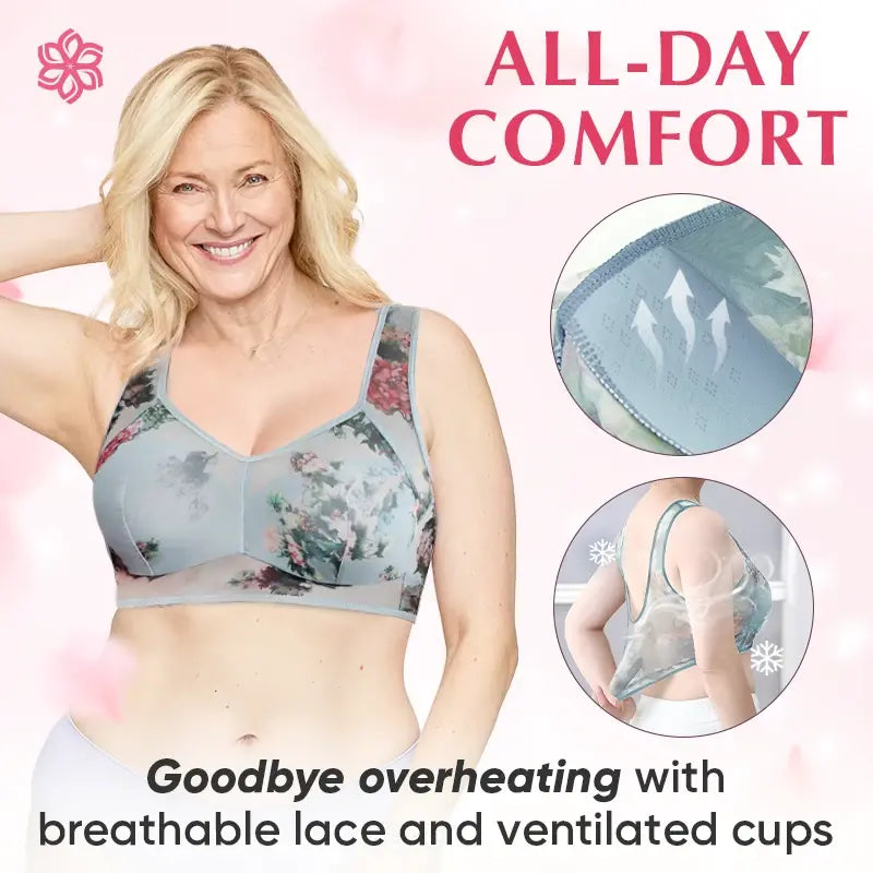 👙【Set de 3】❄️Sutien premium cu efect de susținere – din material tip mătase cu gheață, răcoros și confortabil