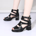 💝【Reducere de primăvară 50%】👡【35-41】Sandale goale cu talpă înaltă, la modă, 2026, cu toc gros pentru mers ușor