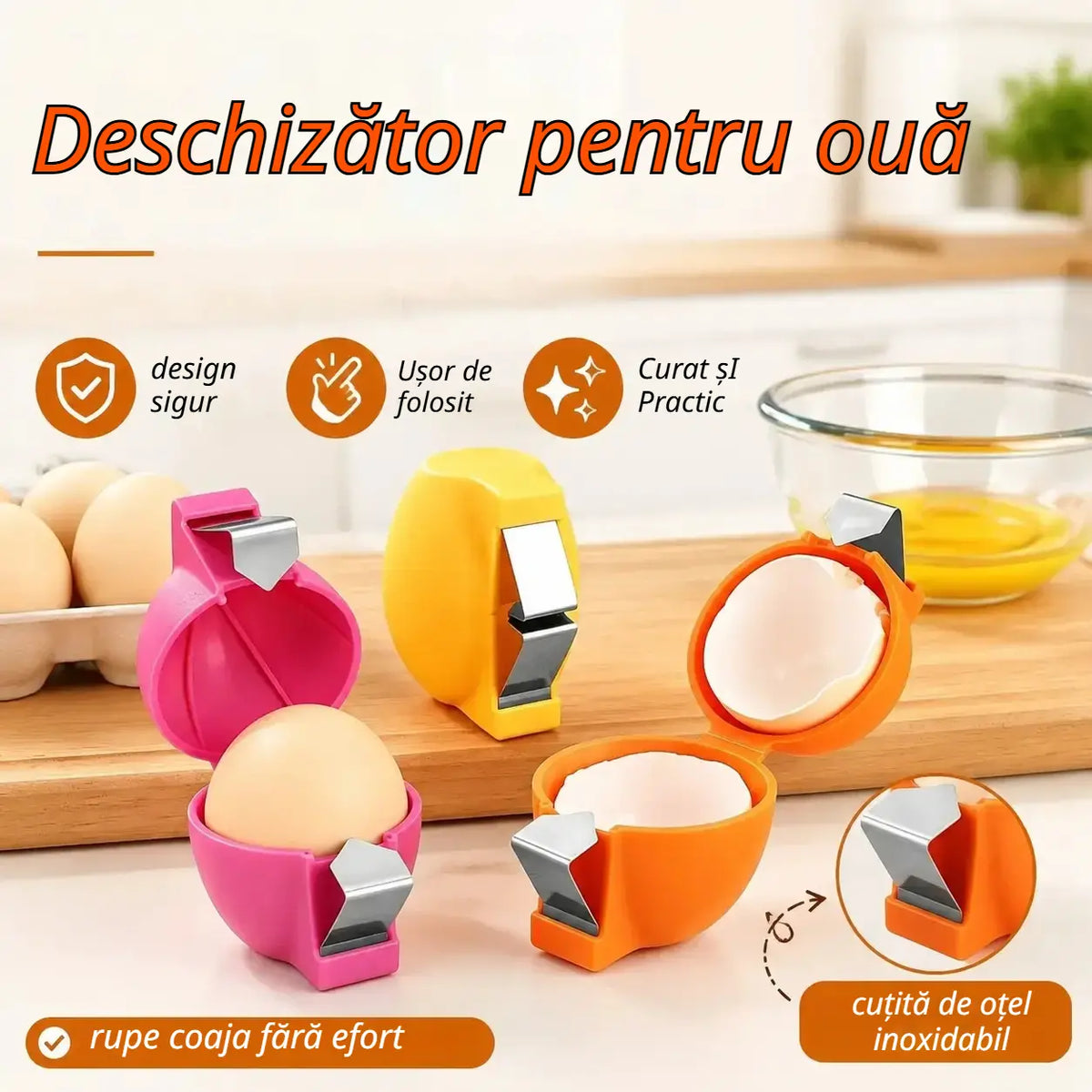 🔥 Reducere 50% 🔥🥚 Deschizător pentru ouă (3 bucăți)