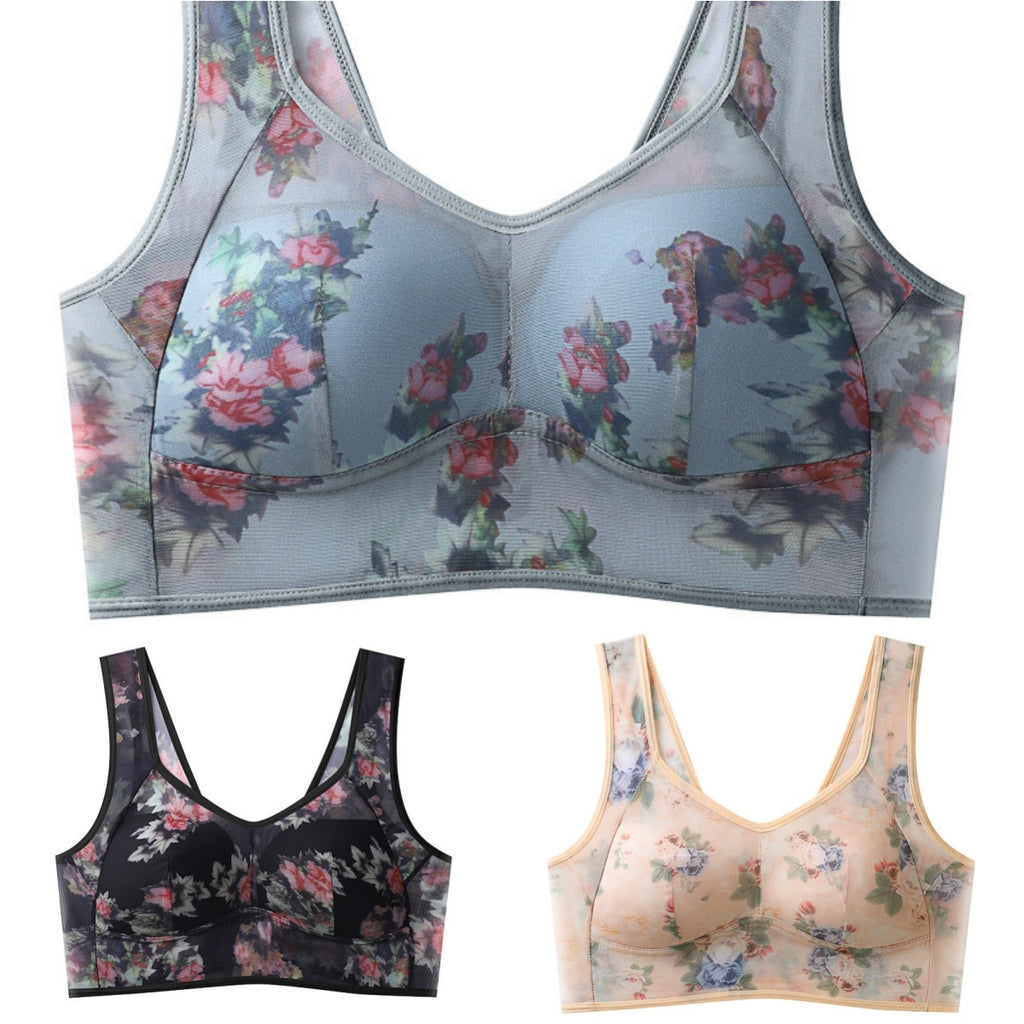 👙【Set de 3】❄️Sutien premium cu efect de susținere – din material tip mătase cu gheață, răcoros și confortabil
