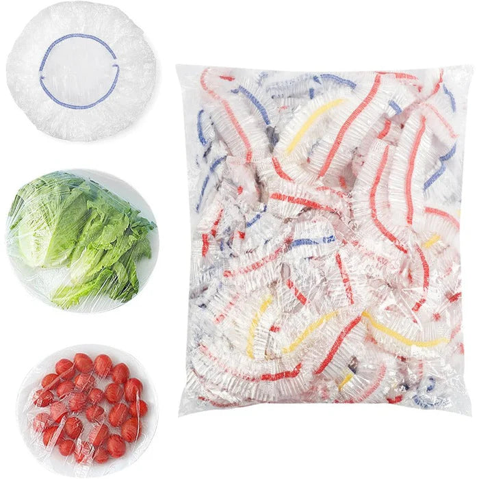 🔥【300 buc】Capace Elastice de Unică Folosință pentru Păstrarea Prospețimii (Grad Alimentar), Protecție Rapidă și Simplă a Alimentelor