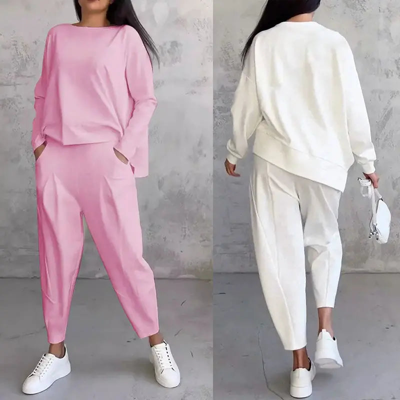 💥💥Set sport casual din bumbac pentru femei, top + pantaloni