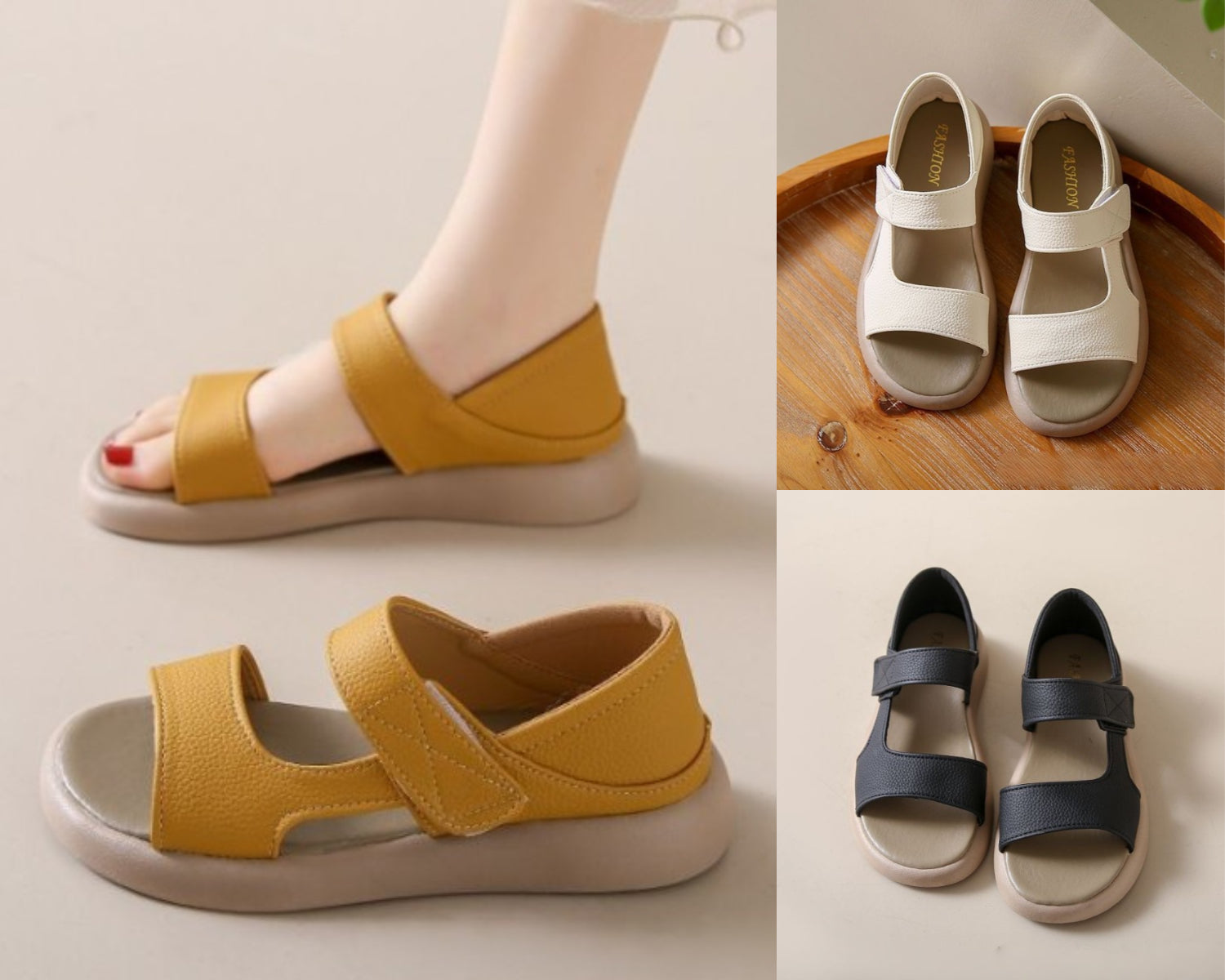 👡【35-43】 retro nyári puha bőr, puha talpú egypántos szandál