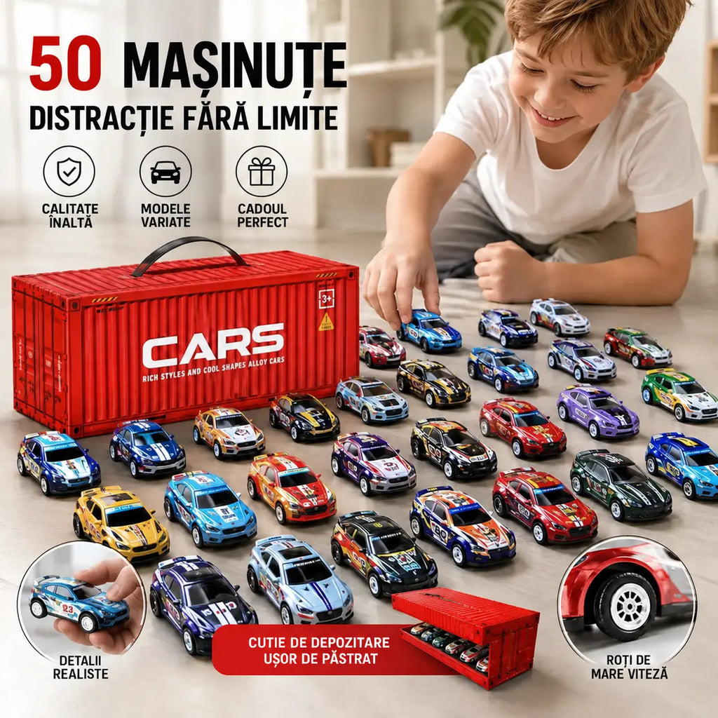 48 de mașinuțe miniaturale detașabile, cu garaj încorporat