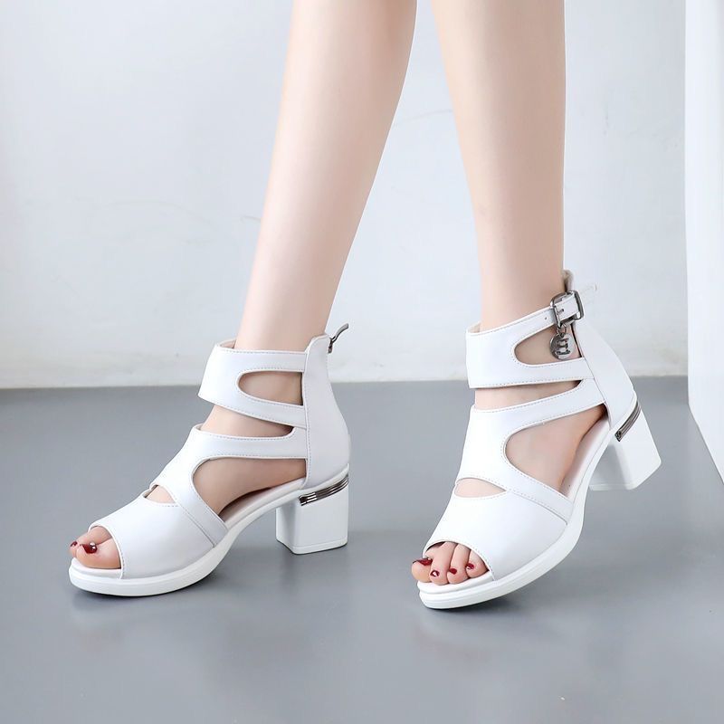 💝【Reducere de primăvară 50%】👡【35-41】Sandale goale cu talpă înaltă, la modă, 2026, cu toc gros pentru mers ușor