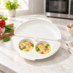 🍳 Mic Dejun Perfect în Doar Câteva Minute! Formă pentru Omletă la Cuptorul cu Microunde 🥚 | 2 Compartimente · Material Antiaderent Alimentar · Balamale Detasabile pentru Curățare Ușoară · Preparare Rapidă Fără Ulei