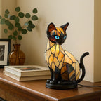 ✨ Lampă de masă în formă de pisică, lampă de veghe retro din rășină colorată, cu motiv felin 🐱💡✨