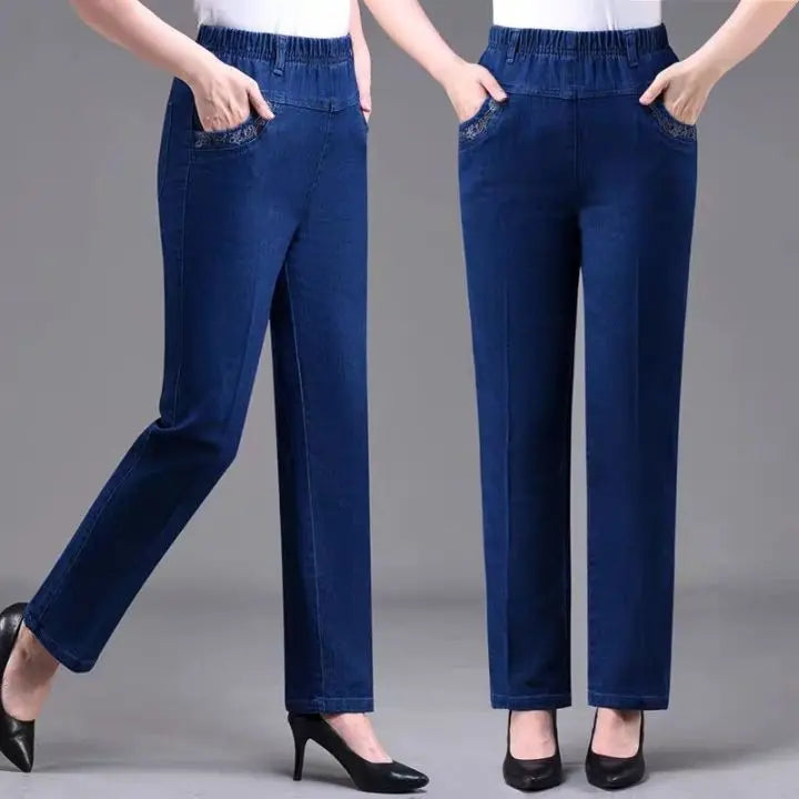🔥【XL-5XL】Blugi de damă subțiri, casual, drepți, elastici