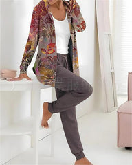 【🏆️Cel mai bine vândut produs】🔥Stil nou, set casual din două piese cu imprimeu de toamnă și iarnă, mâneci lungi + pantaloni lungi