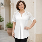 ✨【S-6XL】👚Tricou Elegant din Bumbac cu Detalii din Dantelă