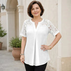 ✨【S-6XL】👚Tricou Elegant din Bumbac cu Detalii din Dantelă