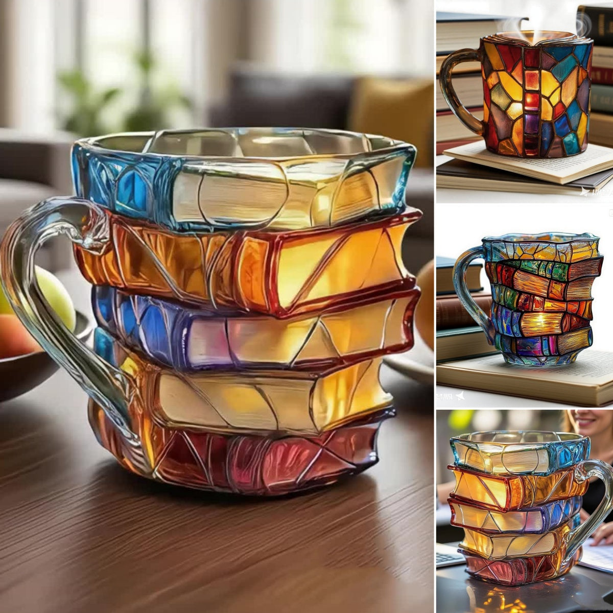 📚3D festett könyv alakú kávéscsésze