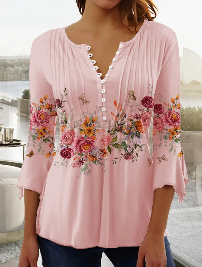 👕🥰【Oferta limitált ideig 】[S-5XL] Elegáns női póló V-nyakkivágással