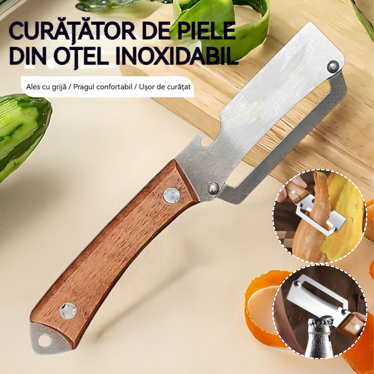 🔥【Cumpără 1, primești 1 gratuit】 Decojitor multifuncțional, funcționează și ca deschizător de sticle