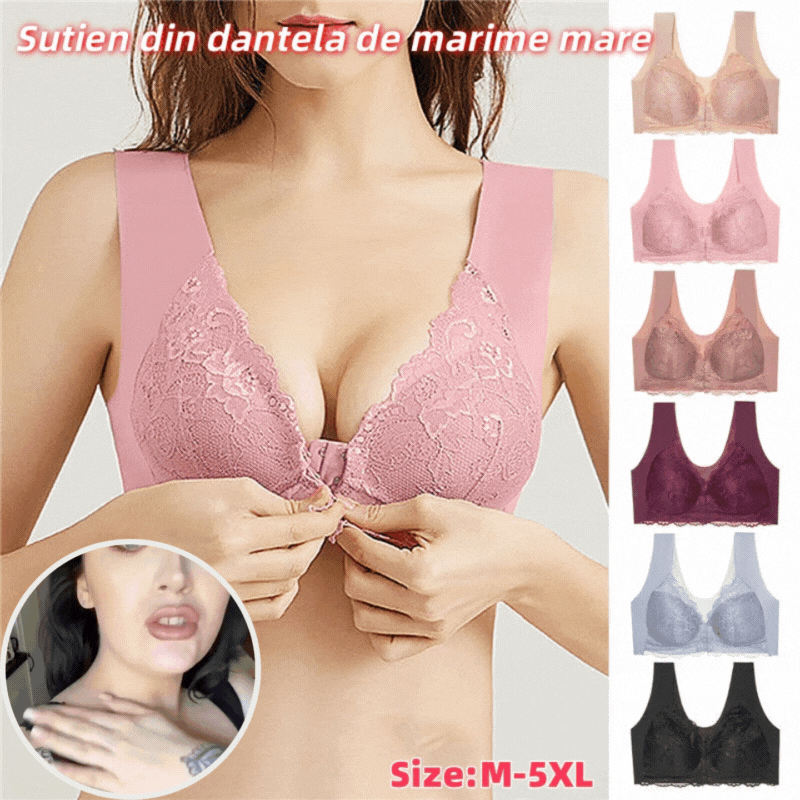 ✨【Best seller termék】【3 darab】 Nagyméretű, elöl záródó, szexi, merevítő nélküli, hátul is mutatós melltartó
