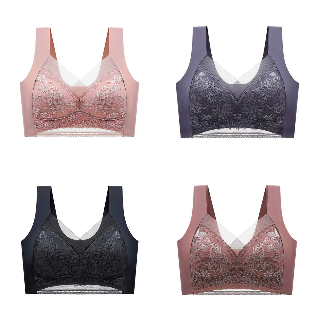 🔥【Cumpără 2 primești 2 gratis】Vânzare fierbinte👙【40-110 KG】 Sutien confortabil, fără cusături, din dantelă