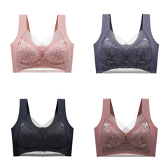 👙✨【Set 4 piese】Sutien damă confortabil, fără cusături, din dantelă elegantă