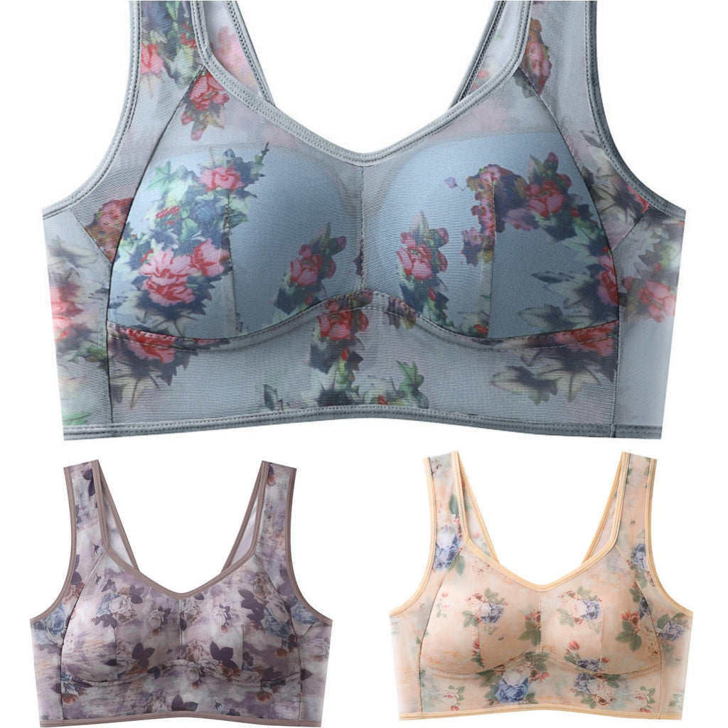 👙【Set de 3】❄️Sutien premium cu efect de susținere – din material tip mătase cu gheață, răcoros și confortabil