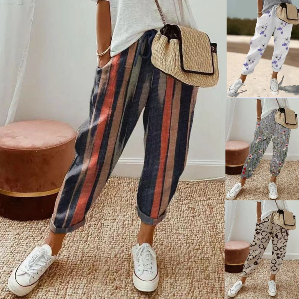 🎉Pantaloni casual de damă din bumbac și in, multicolor opțional（S-3XL）