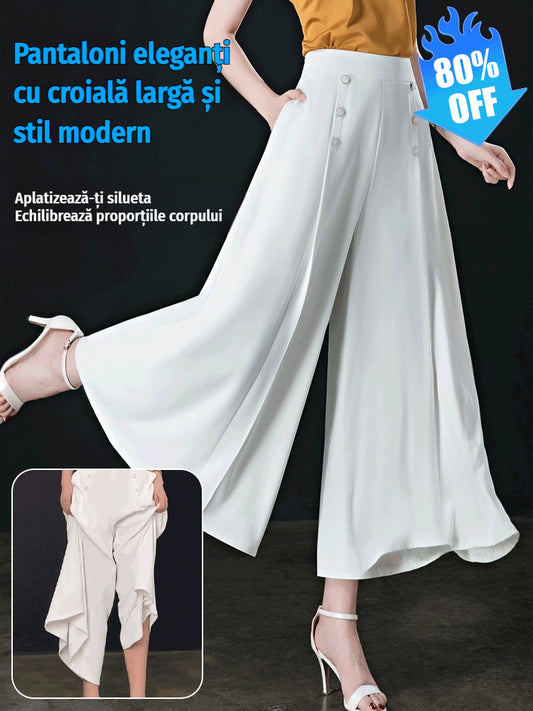 【45% KEDVEZMÉNY】💖 Divatos, női, bő szárú, magas derekú, drapírozott szoknyanadrág【M-5XL】