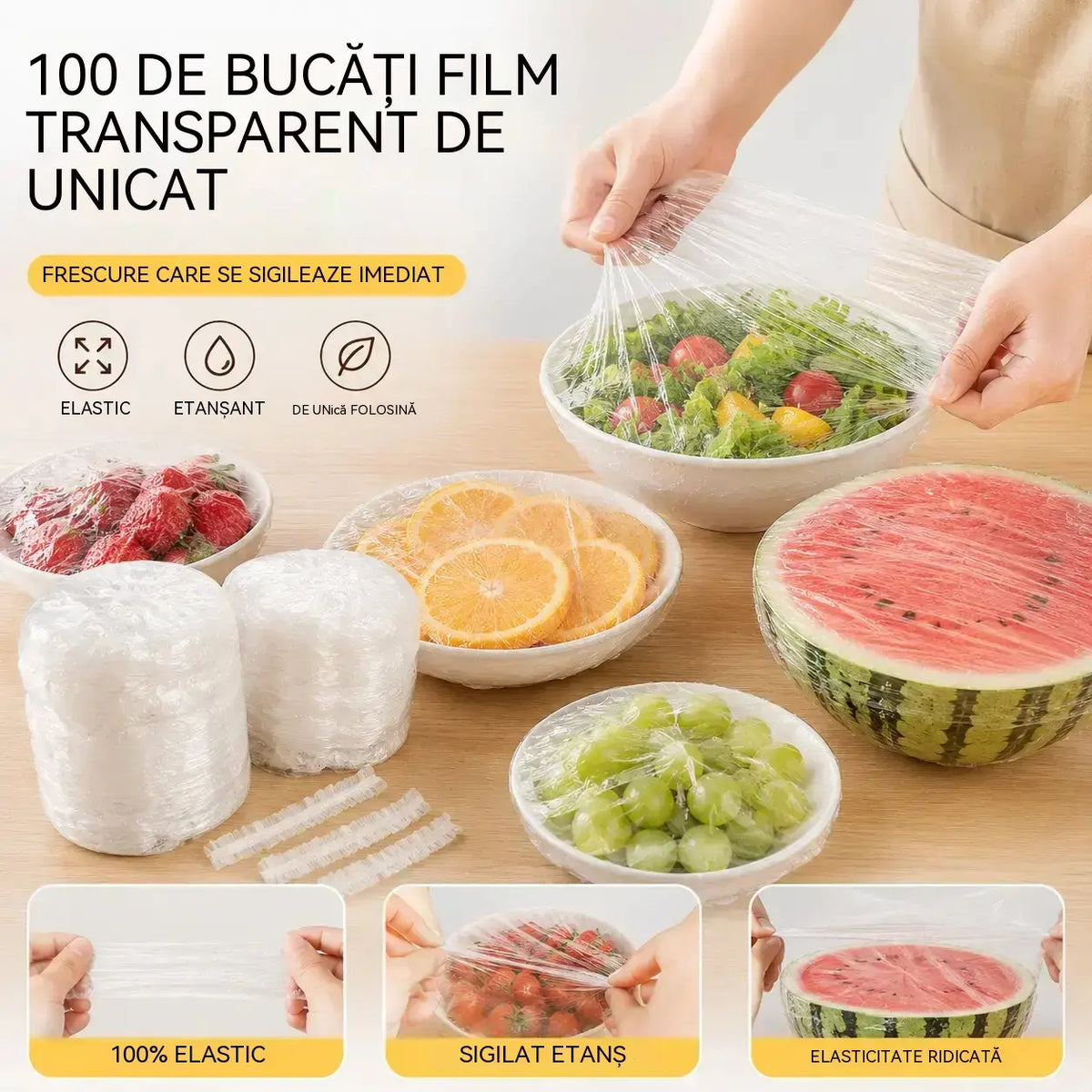 🔥【2 pungi, 200 bucăți】Capac de unică folosință pentru prospețime, de calitate alimentară
