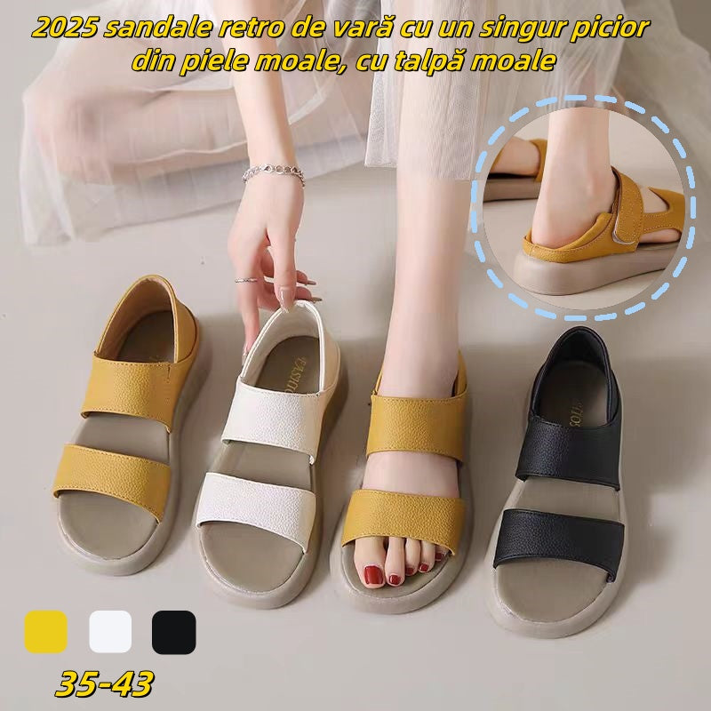 👡【35-43】 retro nyári puha bőr, puha talpú egypántos szandál