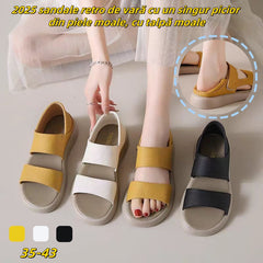 👡【35-43】 retro nyári puha bőr, puha talpú egypántos szandál