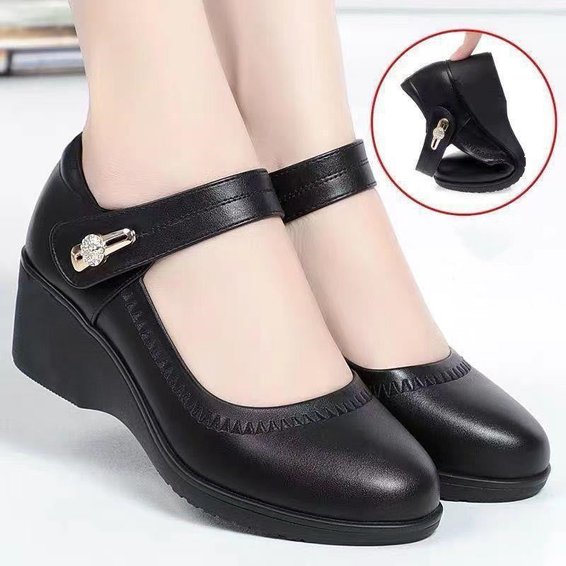 🏆【Cumpărați 1, primiți 1 gratuit】👡【35-41】Piele moale talpă moale toc pană anti-alunecare pantofi din piele pentru mamă