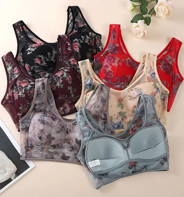 👙【Set de 3】❄️Sutien premium cu efect de susținere – din material tip mătase cu gheață, răcoros și confortabil