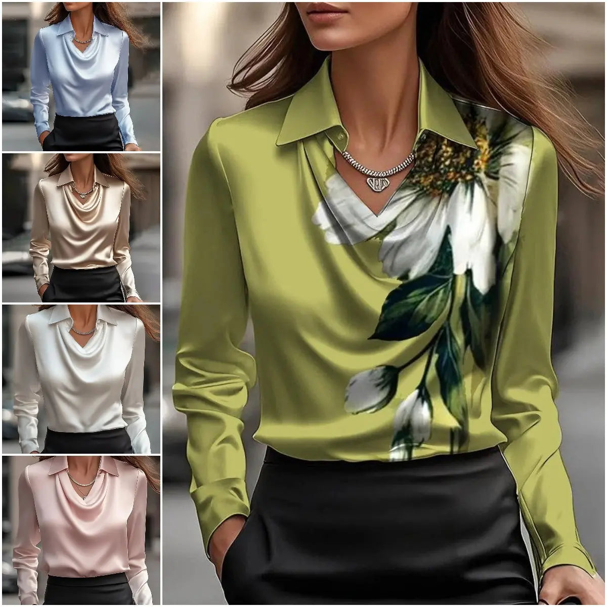 🔥✨【S-3XL】Egyszerű női ing mintával és lehajtható gallérral