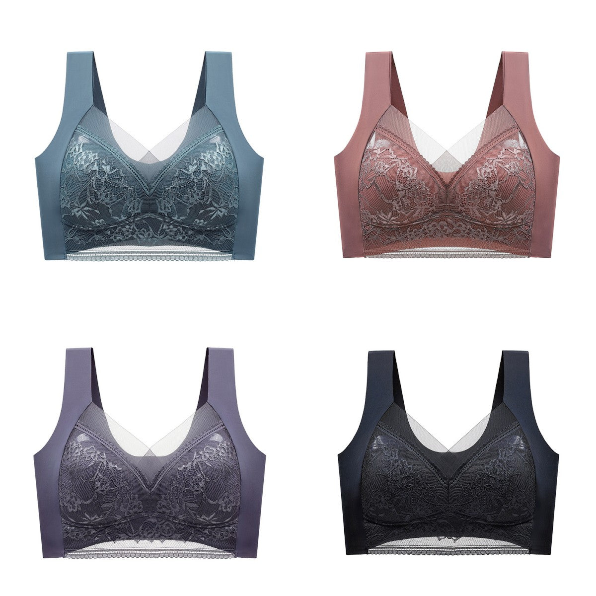 🔥【Cumpără 2 primești 2 gratis】Vânzare fierbinte👙【40-110 KG】 Sutien confortabil, fără cusături, din dantelă