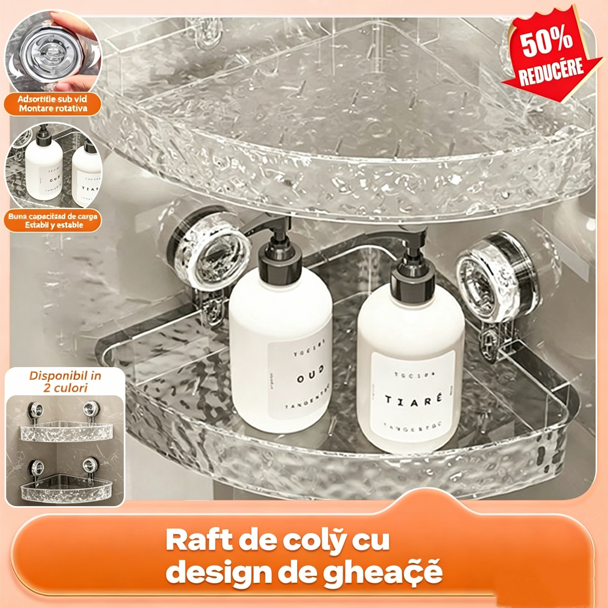 🔥 Cumperi 1 și primești 1 gratuit! 🔥 Raft de colț cu design inspirat de ghețar