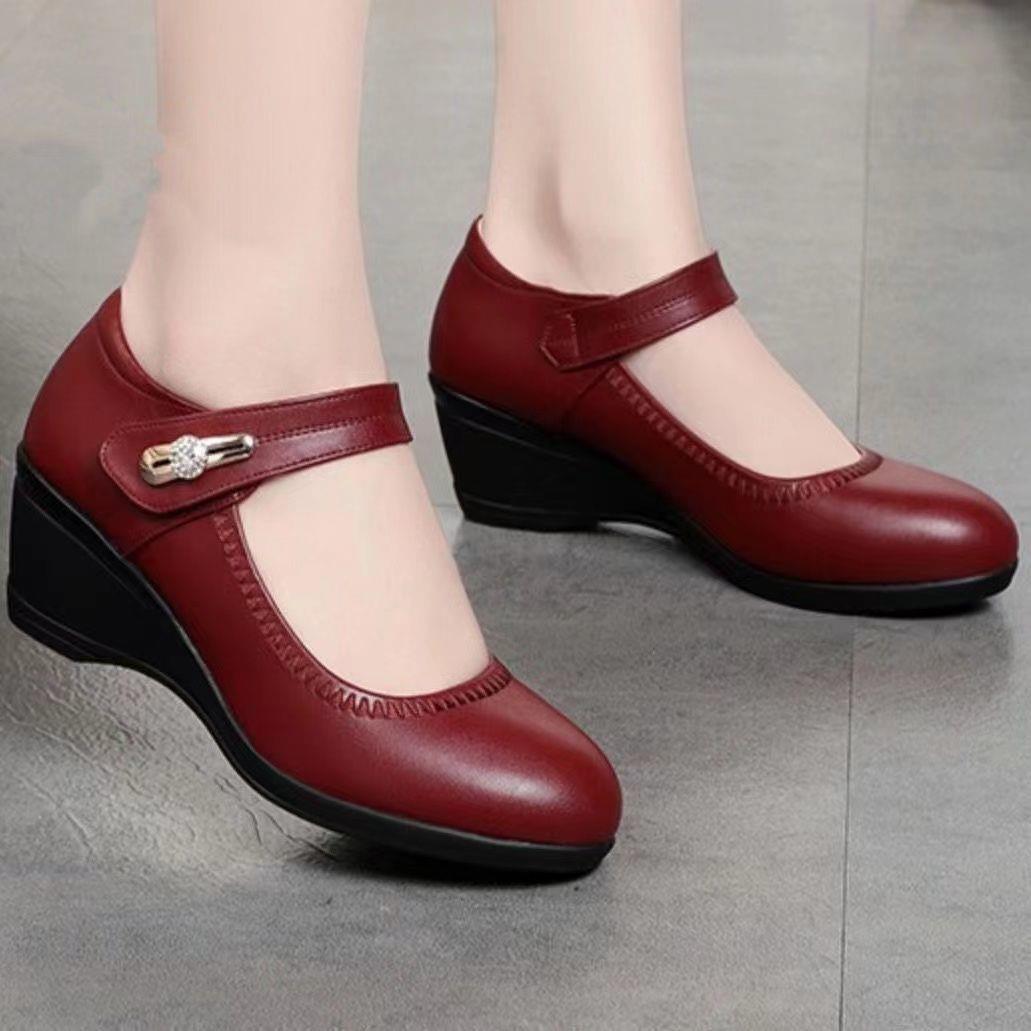 🏆【Cumpărați 1, primiți 1 gratuit】👡【35-41】Piele moale talpă moale toc pană anti-alunecare pantofi din piele pentru mamă