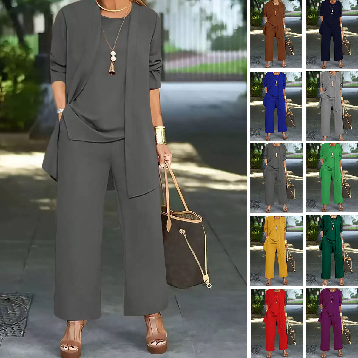 🧥【Set din trei piese】【S-5XL】Set elegant pentru femei din 3 piese, cu croială lejeră🍂