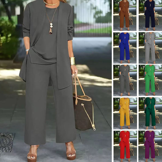 🧥【Set din trei piese】【S-5XL】Set elegant pentru femei din 3 piese, cu croială lejeră🍂