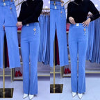 🏆👖【M-4XL】Női magas derekú, rugalmas farmernadrág