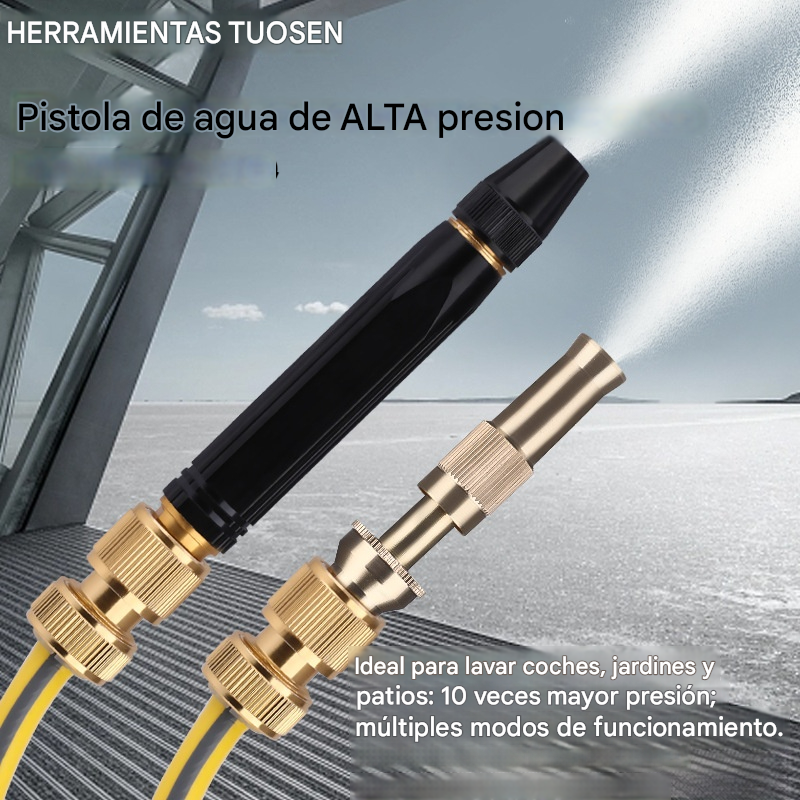 🚿[Set 2 piese]💧 Pistol de apă de înaltă presiune: Spălătorie auto, Grădină, Presiune de 10 ori mai mare, Multi-Mod ⚡