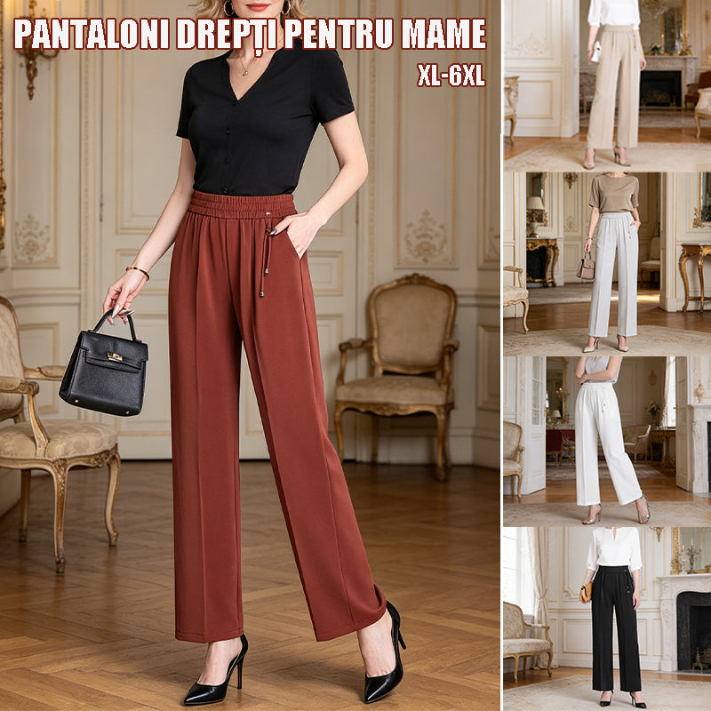 【XL-6XL】Pantaloni de vară cu talie înaltă și croială dreaptă｜Lejeri, subțiază silueta｜Perfecți pentru ținute zilnice
