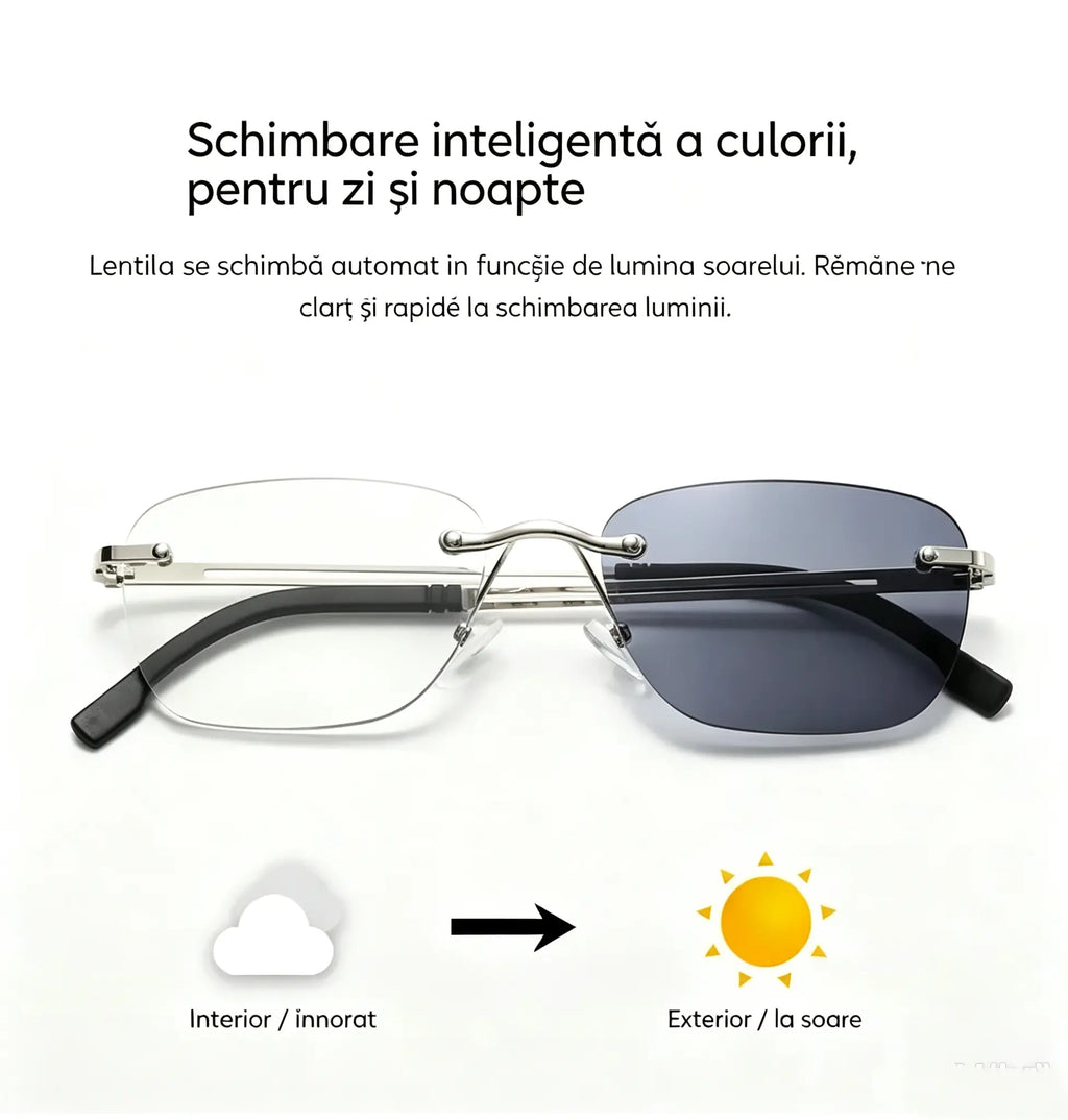 👓 Ochelari inteligenți de citit pentru persoanele de vârstă mijlocie și înaintată — mărire, lentile multifocale, fotochromism și protecție împotriva luminii albastre.