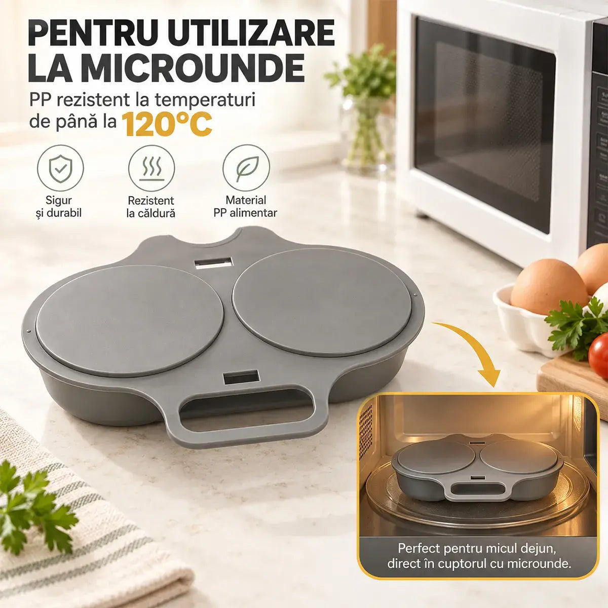 🍳 Formă pentru ouă la abur/prăjite, de calitate alimentară, pentru cuptorul cu microunde [Cumpără una și primești una gratis – primești 2 bucăți] | Un mic dejun sănătos și fără ulei, gata în câteva minute 🥪
