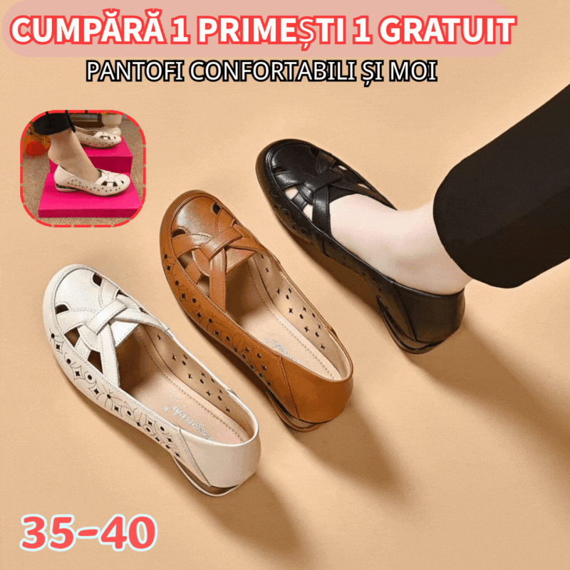 🔥【50%OFF】💞【35-40】 2026 Sandale de damă noi, cu vârf rotund, din piele naturală, cu toc mic