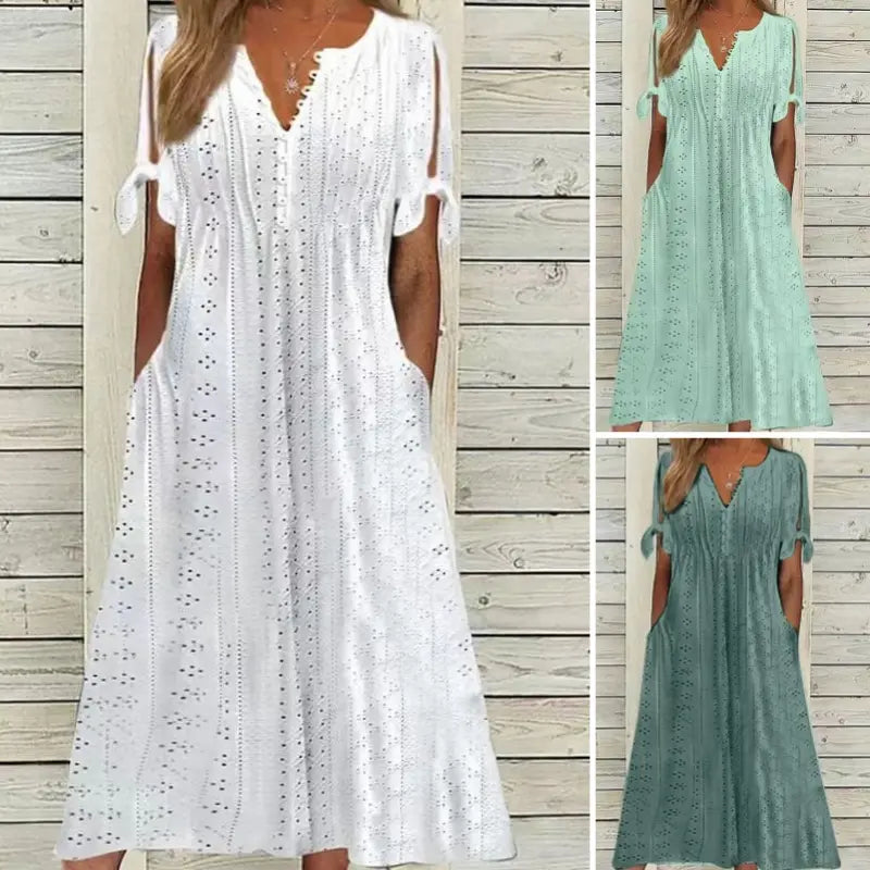 💥💥👗【Reducere de 40% + Plată la livrare】😍【S–5XL】Rochie nouă, simplă și frumoasă, de culoare solidă 2026, lejeră și casual