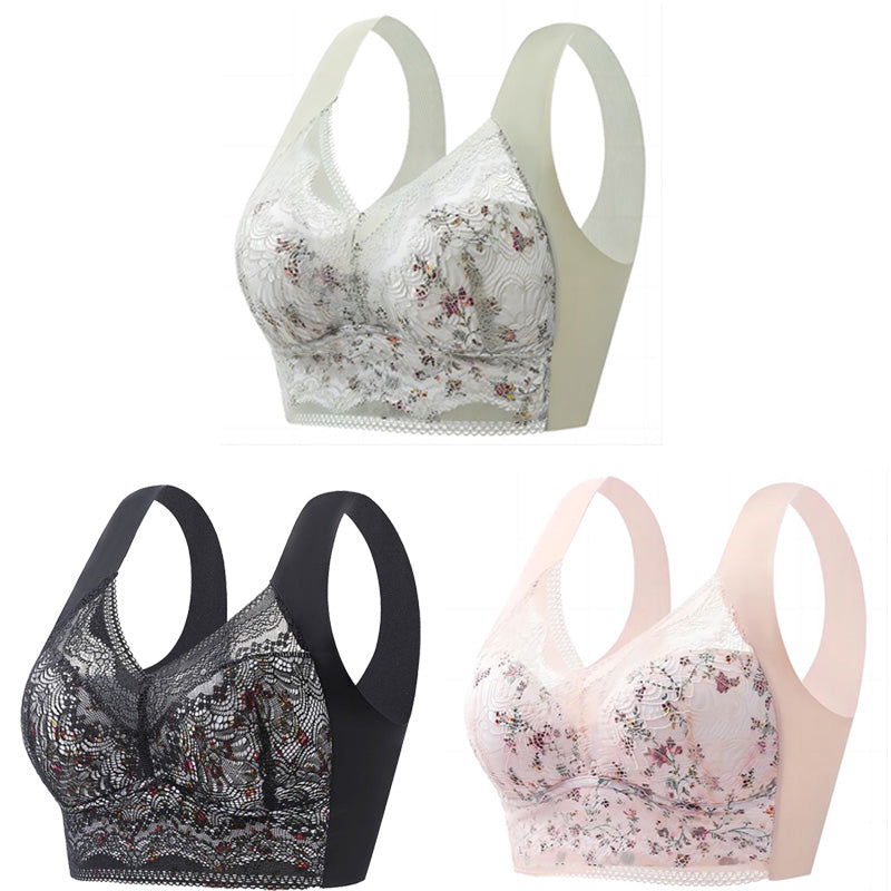 🔥🔥【3 buc】💕🎁【40kg-100kg】Sutien de mărime mare din mătase de gheață fără cusături, respirabil și reglabil